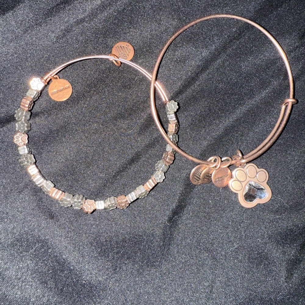 Alex and Ani Copper Paw Charm Bracelet Set